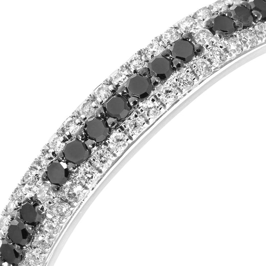 9ct White Gold Diamond Black Diamond Inverted Eternity Ring 1.5mm - DR1AXL515WBLKD