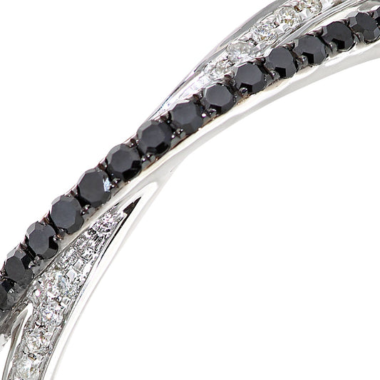 9ct White Gold 5pts Diamond 15pts Black Diamond Eternity Ring 2mm - DR1AXL516WBLKD