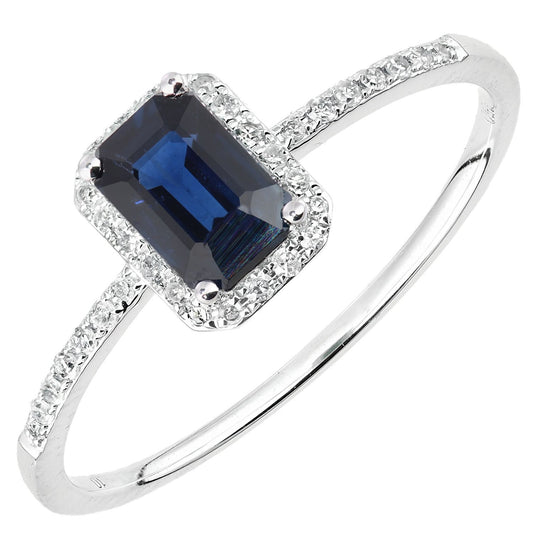 18ct White Gold Diamond Octagon Sapphire Octagon Halo Ring - DR1AXL604W18SA