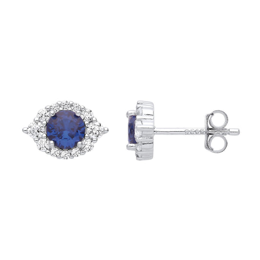 925 Sterling Silver Blue CZ Envy Eyes Stud Earrings - EAG1026SAP