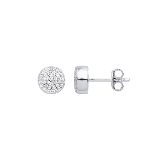 925 Sterling Silver CZ Pave Cushion Cluster Stud Earrings - EAG1043