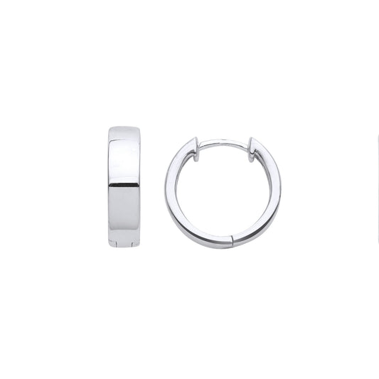 Sterling Silver Square Tube Hinged Huggie Hoop Earrings 16mm 4mm - EAG1054