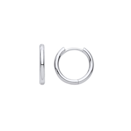 Sterling Silver Round Tube Hinged Huggie Hoop Earrings 15mm 2mm - EAG1055