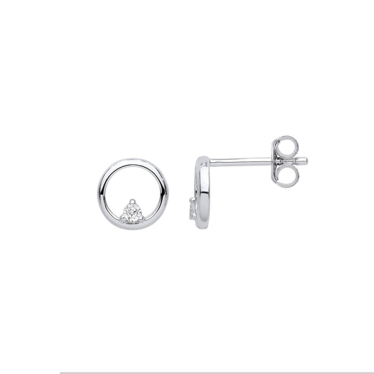925 Sterling Silver CZ Perched Solitaire Hoop Stud Earrings - EAG1056