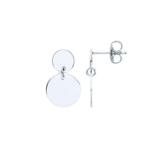 925 Sterling Silver Lil n Large Double Disc Drop Earrings - EAG1080
