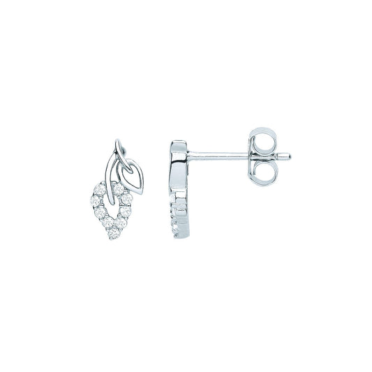 925 Sterling Silver CZ Petal Leaf Drop Earrings - EAG1083