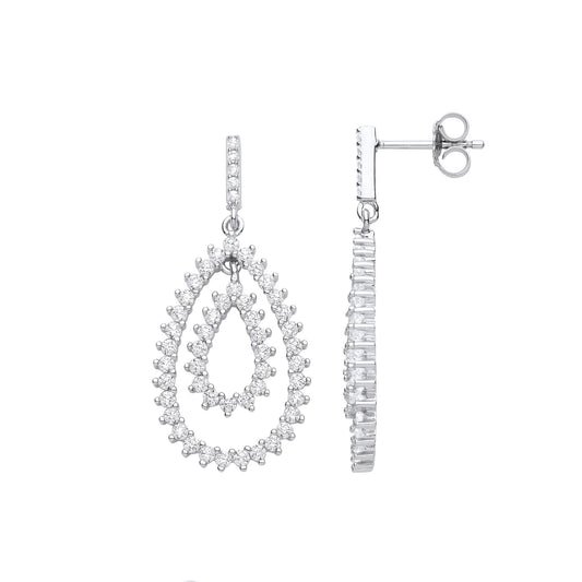 Sterling Silver CZ Fizzy Electrified Avocado Pear Drop Earrings - EAG1107