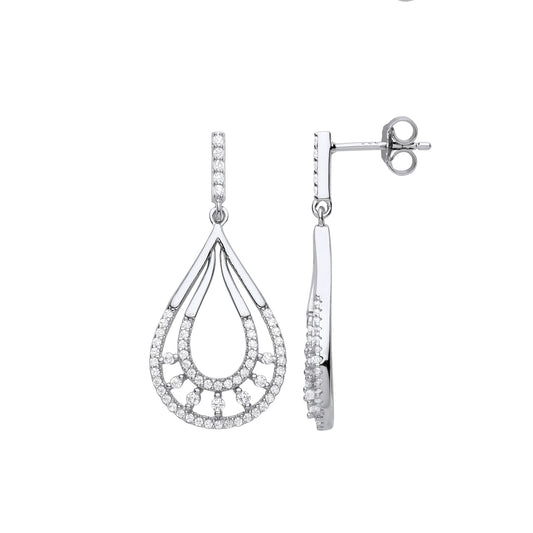 925 Sterling Silver CZ Horseshoe Egyptian Collar Drop Earrings - EAG1109