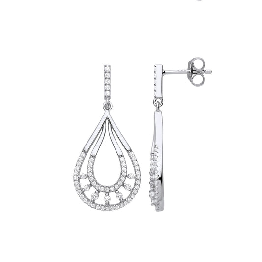925 Sterling Silver CZ Horseshoe Egyptian Collar Drop Earrings - EAG1109