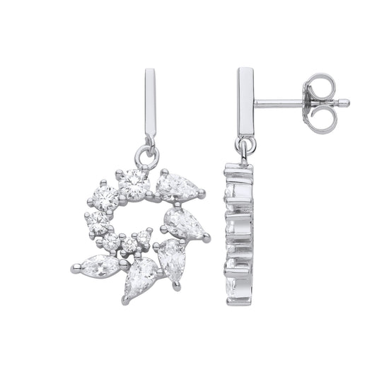 Silver Pear Marquise CZ Scorpion Stinger Tail Drop Earrings - EAG1113