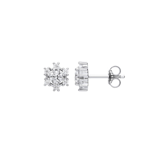 925 Sterling Silver CZ Butterfly Cluster Solitaire Stud Earrings - EAG1122