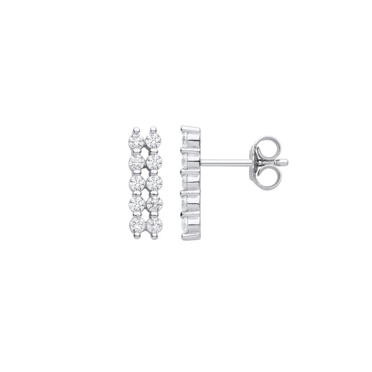925 Sterling Silver CZ Double 5 Stone Eternity Drop Earrings - EAG1125