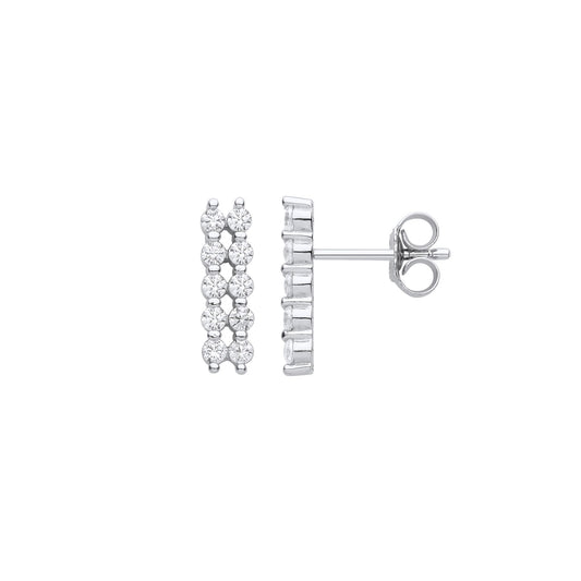 925 Sterling Silver CZ Double 5 Stone Eternity Drop Earrings - EAG1125
