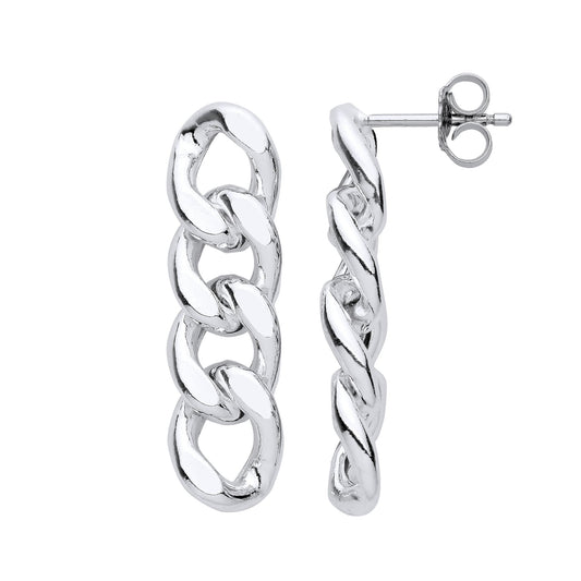 925 Sterling Silver Cuban Curb Chain 4 Links Drop Earrings - EAG1147