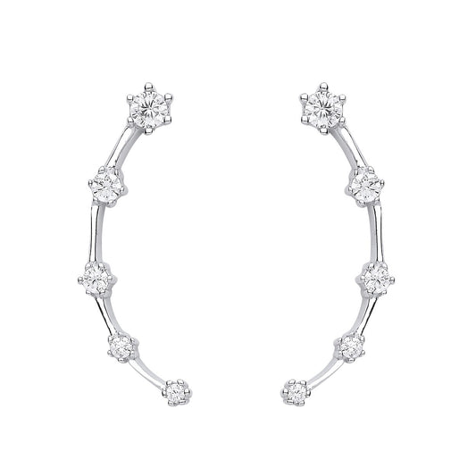 925 Sterling Silver CZ Astrology Star Station Map Drop Earrings - EAG1164