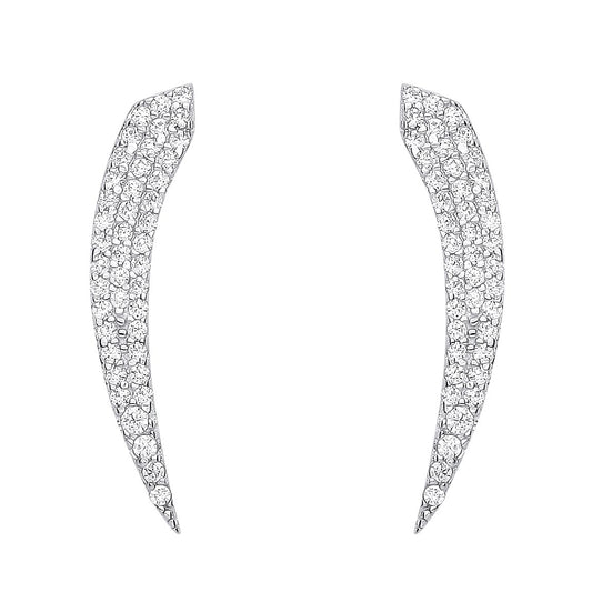 925 Sterling Silver CZ Fangs Horns of Plenty Drop Earrings - EAG1166