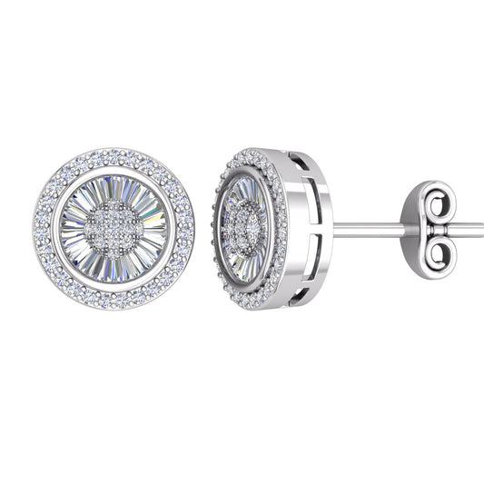 Silver CZ Shimmering Sunshine Cluster Halo Stud Earrings - EAG1188