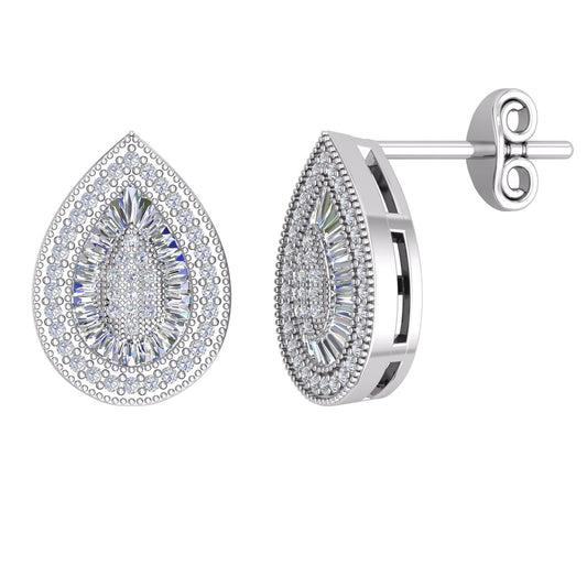 Silver CZ Shimmering Sunshine Cluster Avocado Drop Earrings - EAG1189