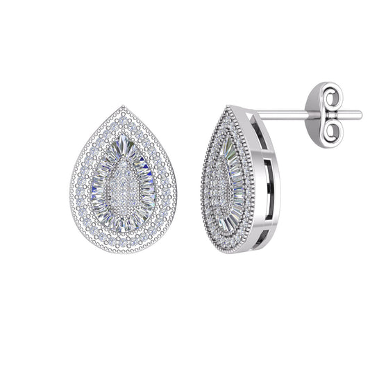 Silver CZ Shimmering Sunshine Cluster Avocado Drop Earrings - EAG1189
