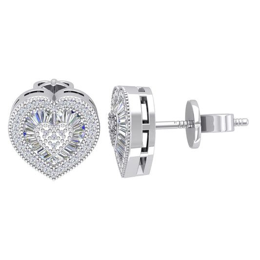 Silver CZ Shimmering Sunshine Cluster Heart Stud Earrings - EAG1190