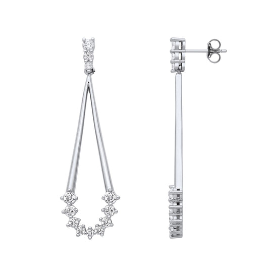 925 Sterling Silver CZ Flaming Comet Chandelier Drop Earrings - EAG1204