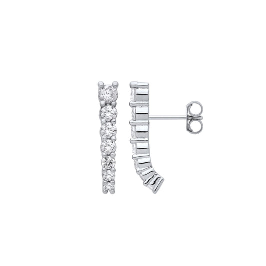 925 Sterling Silver CZ Graduated 7 Stone Eternity Drop Earrings - EAG1205