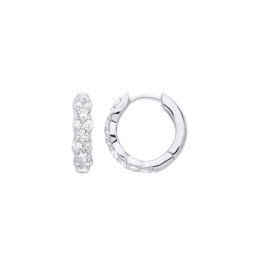 925 Sterling Silver CZ Wobbly Eternity Huggie Hoop Earrings - EAG1225