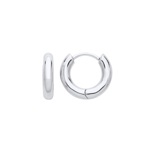 Sterling Silver Macaroni Round Tube Huggie Hoop Earrings 14mm 3mm - EAG1227