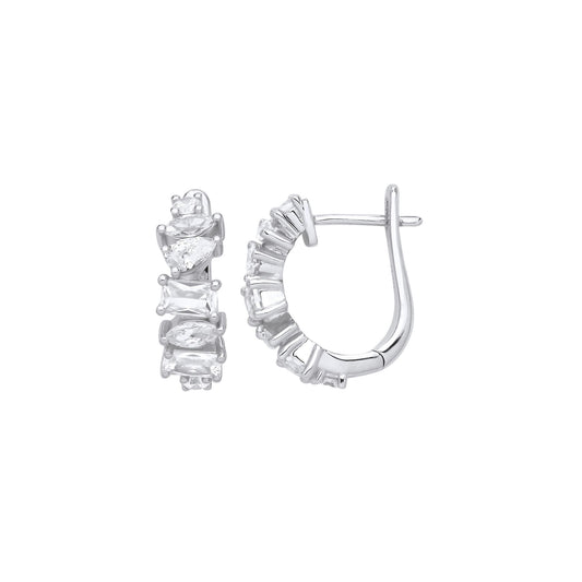 Silver Pear Radiant CZ Wobbly Staircase Eternity Drop Earrings - EAG1229