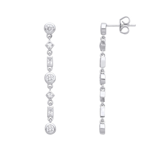 Silver Radiant Princess CZ Party Mix Eternity Drop Earrings - EAG1233