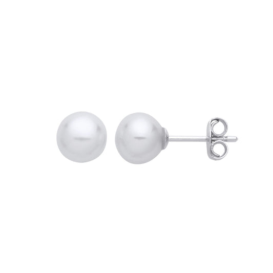 925 Sterling Silver Cream Pearl Levana Full Moon Stud Earrings - EAG1267
