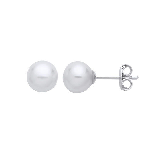 925 Sterling Silver Cream Pearl Levana Full Moon Stud Earrings - EAG1267