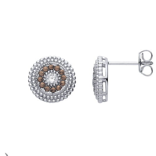 Sterling Silver CZ Circle Band Stud Earrings - EAG1312