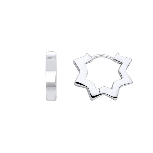 Sterling Silver Star Huggie Hoop Earrings - EAG1392