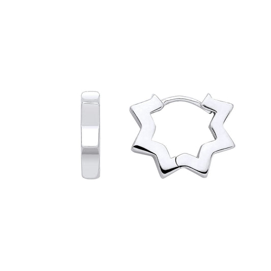 Silver ZigZag Star Double Square Hoop Earrings - EAG1392