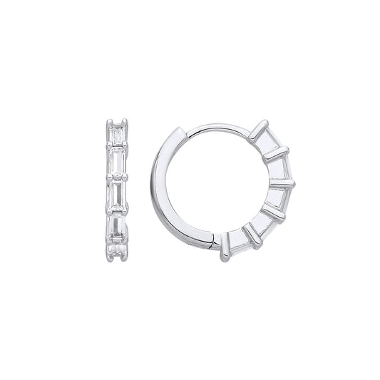 Sterling Silver CZ Huggie Hoop Earrings - EAG1401