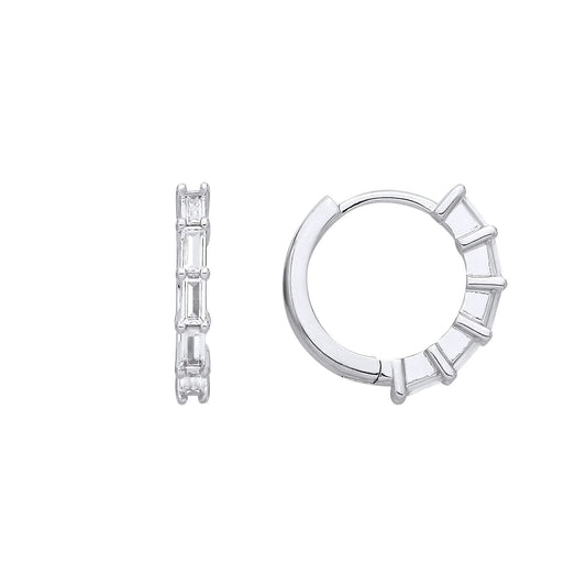 Sterling Silver CZ Huggie Hoop Earrings - EAG1401