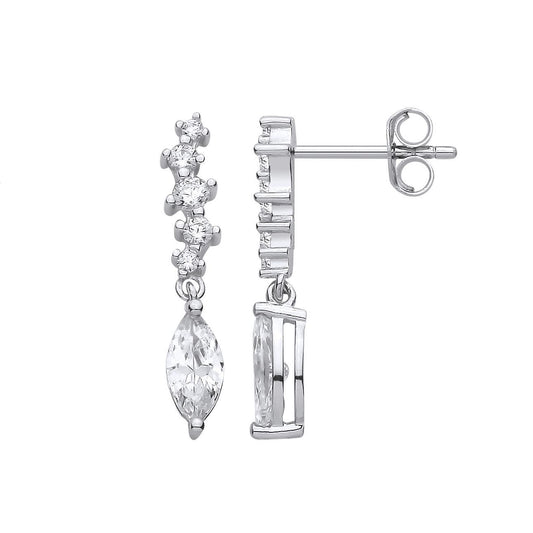 Silver Marquise CZ ZigZag Constellation Solitaire Drop Earrings - EAG1425