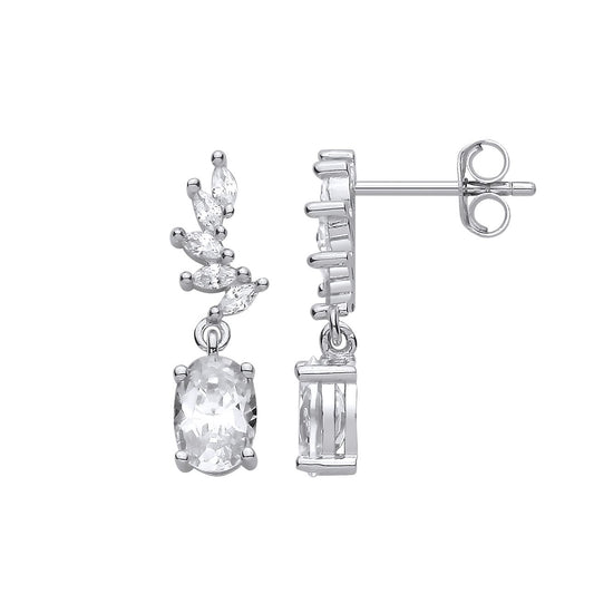 Sterling Silver CZ Fancy Drop Earrings - EAG1427