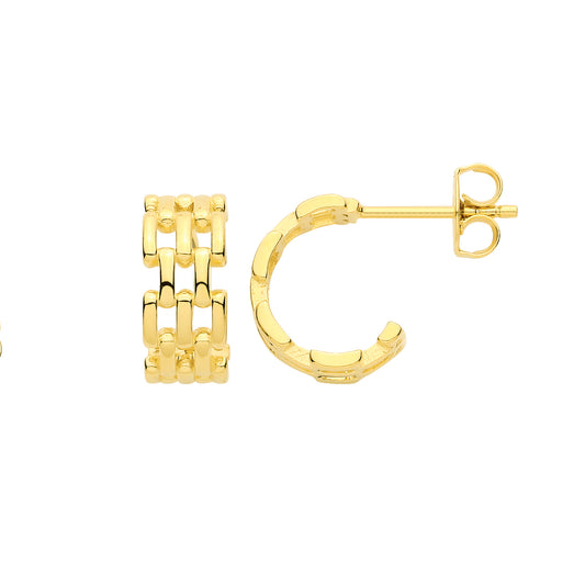 Gilded Silver Panther Chain Link 3/4 J-Hoop Drop Earrings - EAG1443