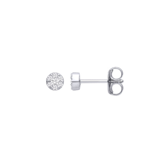 Silver CZ Round Stud Earrings - EAG1461