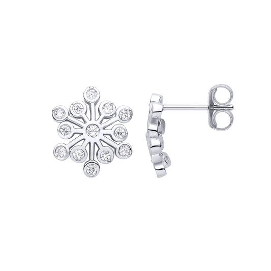 Silver CZ Firework Cluster Stud Earrings - EAG1470
