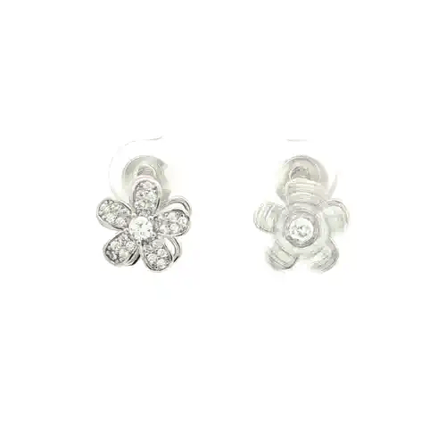 Gilded Silver Pear CZ Spinning Flower Windmill Drop Earrings - EAG1478