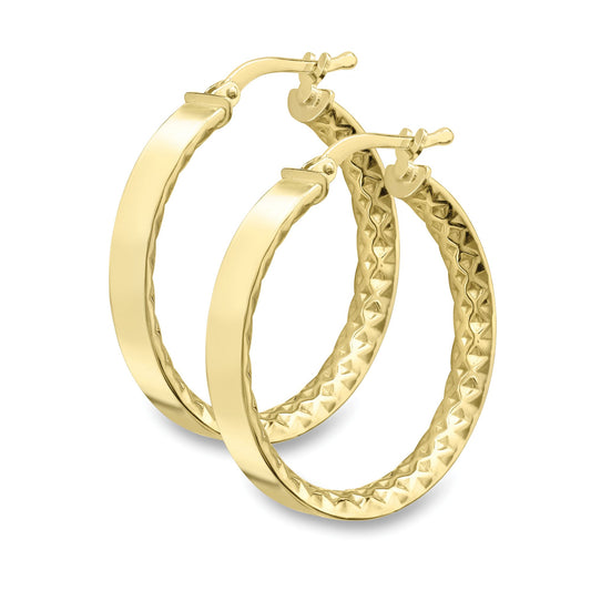 9ct Gold Diamond-cut Inside Out Hoop Earrings 20mm - EANR02073