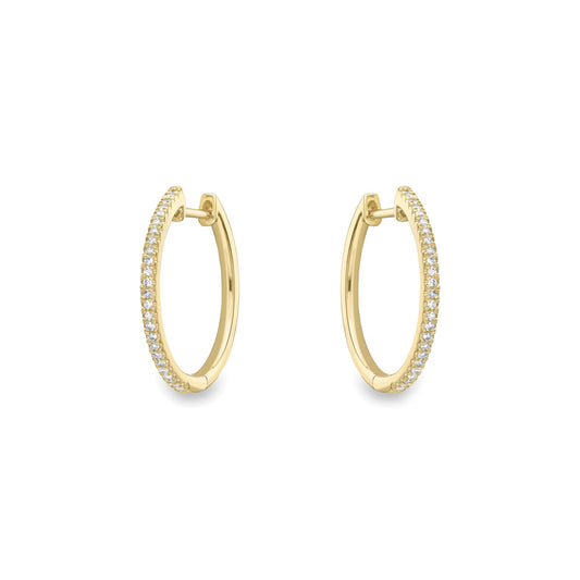 Ladies 9ct Gold Diamond Eternity Huggie Hoop Drop Earrings 20mm - EANR02084