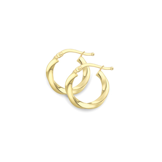 9ct Gold Twisted Hoop Earrings - EANR02174