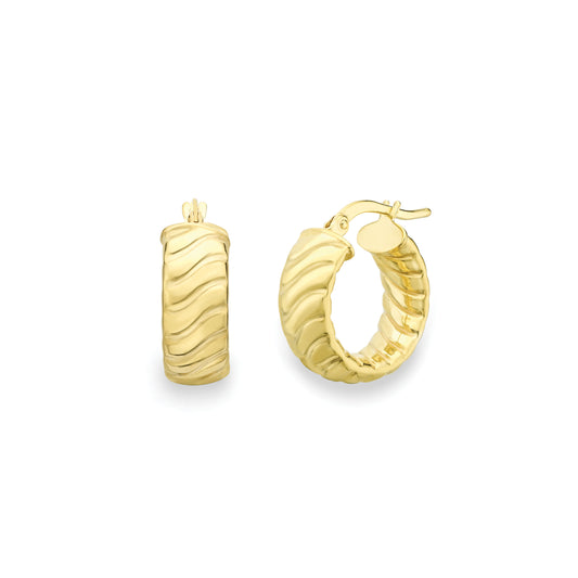 9ct Gold Contemporary Hoops - EANR02179