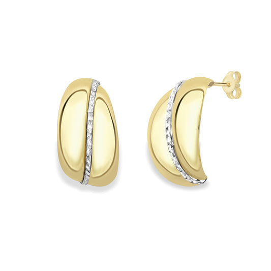 9ct Gold Half Hoop Stud Earrings - EANR02183