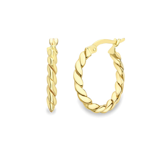 9ct Gold Knife Edge Twisted Hoops - EANR02184