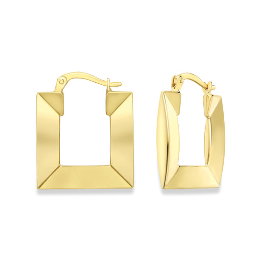 9ct Gold Curved Polished Square Earrings - EANR02190